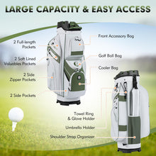 Load image into Gallery viewer, Tangkula Golf Cart Bag with 14-Way Full Length Dividers (Green & White)