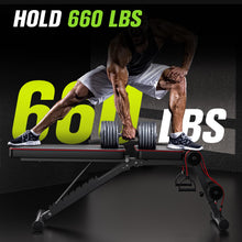 Load image into Gallery viewer, FitinOne Adjustableb Weight Bench for Home Gym, Foldable Bench Press for Full Body Workout, 660 lbs Incline Decline Bench with Fast Folding