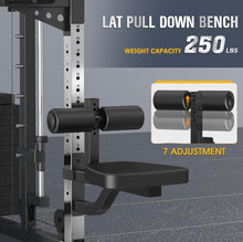 Load image into Gallery viewer, DONOW Smith Machine with Weight Stacks, Power Cage Home Gym System with LAT Pulldown Cable Crossover Multi-Functional Trainer with Dual Pulley System with Weight Bench Cast Iron Weight Plates 240lbs
