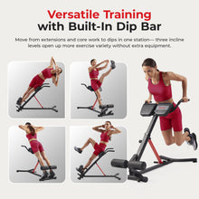 Load image into Gallery viewer, Sunny Health & Fitness Hyperextension Roman Chair with Dip Station - SF-BH620062, Black