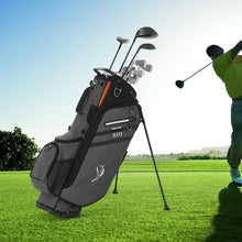 Load image into Gallery viewer, ANNCORD Golf Stand Bag 14 Way Top Dividers Full-Length with Stand, 7 Pockets, Lightweight Golf Bag for Men, Dual Strap, Rain Hood, Portable Golf Club Bag for Men Women, Gray/Black