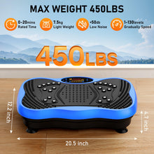 Load image into Gallery viewer, Vibration Plate Exercise Machine, 130 Levels Shake Fitness Vibrating Platform for Lymphatic Drainage Weight Loss, Bluetooth Fat Burner for Women Men, Blue