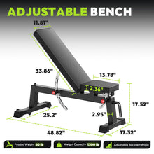 Load image into Gallery viewer, HANDBODE Adjustable Weight Bench for Full Body Workout, 1300 lb Weight Capacity Bench Press Bench of Home Gym Strength Training, Incline Upright Flat Utility Workout Bench with 200 lb Dumbbell Set