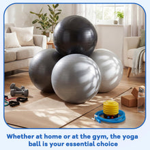 Load image into Gallery viewer, Leyndo 4 Pcs 26 Inch Yoga Exercise Ball Pilates Pregnancy Birthing Fitness Ball -(Gray Black Set)