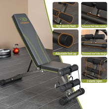 Load image into Gallery viewer, Fitgoods Adjustable Weight Bench for Home Gym, Foldable 700LBS Workout Bench with 9 Backrests, Multi-Purpose Bench Press for Incline Decline Flat with Fast Adjustment (2 resistance bands)