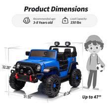 Load image into Gallery viewer, 2 Seater Ride on Toy Car for Kids, 24V 4WD Ride-on Truck Kids Electric Car with Remote Control, 4x200W Motors - Blue