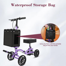 Load image into Gallery viewer, Fvzzin Lightweight Knee Scooter Crutch Alternative, Foldable & Adjustable Knee Scooter for Adults for Foot Surgery, Steerable Knee Walker with Detachable Basket, Includes DIY Stickers-Cream Purple