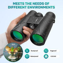 Load image into Gallery viewer, Kylietech 12x42 Binoculars BAK4 FMC Lens Waterproof Fogproof Phone Adapter