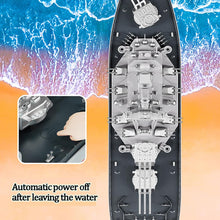 Load image into Gallery viewer, 1/390 Scale RC Warship, RC Military Battleship, RC Boat with 2motor, LED Light, Low Battery Alarm, Automatic Power Off, 2.4GHz RC Cruiser Boat
