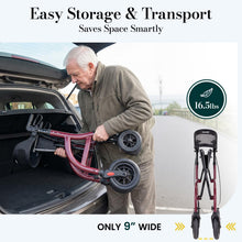Load image into Gallery viewer, HolyHeal Walkers for Seniors, Rollator Walker with Seat and Backrest, 10" Big Wheels All Terrain, Rolling Walker Foldable Supports 350lb, Lightweight & Height Adjustable, Cane & Cup Holder, Burgundy