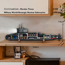 Load image into Gallery viewer, Nuclear Submarine Building Sets - Military Submarine Toys with Lights, WW2 History Collectible Home Decor Battleship Construction Set