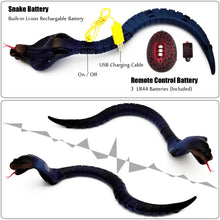 Load image into Gallery viewer, RC Snake Infrared Remote Control Cobra Fake Realistic Naja Animal Crawling Vehicle Scary Trick (Blue)