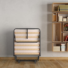 Load image into Gallery viewer, Renatone Folding Bed with Mattress, Portable Guest w/ 4 inch Memory Foam Sturdy Metal Frame, Rollaway Cot Size for Adults, Sleeper Bedroom, Living Room, Office, Camping Clear Small Single