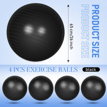 Load image into Gallery viewer, Leyndo 4 Pcs 26 Inch Yoga Exercise Ball Pilates Pregnancy Birthing Fitness Ball -(Black)