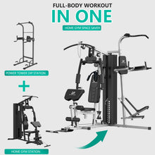 Load image into Gallery viewer, ULTRA FUEGO Multifunctional Home Gym Equipment Workout Station (1186L Black Home Gym Station with Power Tower)