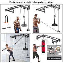 Load image into Gallery viewer, SELEWARE 48'' Heavy Duty Pull Up Bar with Cable Pulley System - Black