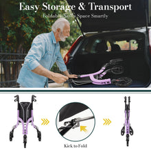 Load image into Gallery viewer, HolyHeal 3 Wheel Walkers for Seniors, Lightweight Rollator Walkers Foldable for Elderly with Cane Hold and Cup Hold, Height Adjustable Aluminum Three Wheel Rolling Walker Mobility Aid, Purple