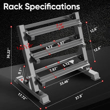 Load image into Gallery viewer, THERUN 1100lbs Adjustable 3 Tier Dumbbell Rack Stand, Hex dumbbells Hand Weights Rack Dumbbell Holder Home Gym Storage Organizer, Reverse Install Available (Rack Only)