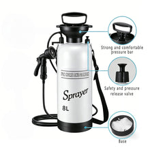 Load image into Gallery viewer, QIYUNI 8L Hand Press Portable Shower, 10 Spray Modes with Removable Hose & Shower Head, No Electric Needed – Ideal for Camping Hiking Travel Beach Garden Pet Shower (Insulation Sleeve 8L)