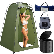 Load image into Gallery viewer, MILBOPA Portable Camping Shower, Pop Up Privacy Tent Kit and Foldable Toilet, Shower Pump, Gallons Bucket, Outdoor Shower for Hiking, Travel, Car