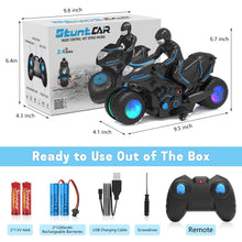 Load image into Gallery viewer, RC Motorcycle, Remote Control Motorcycle with RGB Wheels Lights - 360-degree Rotations, Drifts, High-Speed