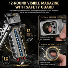 Load image into Gallery viewer, Semi Automatic Slingshot for Adults, Aluminum Alloy Auto Loading Sling Shot with 12-Shot Visual Magazine