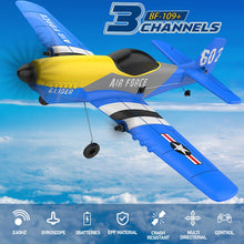 Load image into Gallery viewer, RC Plane, 3 Channel RC Airplane 2.4GHz with 2 Batteries 6-axis Gyro Stabilizer, Easy to Fly for Beginners Adults and Kids