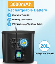 Load image into Gallery viewer, WADEO Portable Shower for Camping, Outdoor Electric Shower Rechargeable Pump with 20L Collapsible Bucket, Camping Shower Head Nozzle for Camping, Hiking, Traveling, Washing