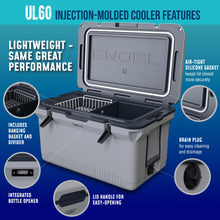 Load image into Gallery viewer, ENGEL 60 QT Ultra-Light Injection Molded Cooler - Ice Chest Keeps Ice up to 7 Days - Large Cooler Includes Wire Basket, Divider and Built-in Bottle Opener - White with Dark Grey Interior (White)