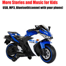 Load image into Gallery viewer, Kids Electric Motorcycle with Training Wheels for 3-8 Years(43-55in), Boys Girls Ride on Electric Motorbike, Blue White