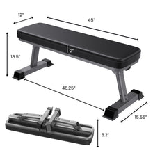 Load image into Gallery viewer, Finer Form Gym Quality Foldable Flat Bench for Multi-Purpose Weight Training and Ab Exercises - Free PDF Workout Chart Included