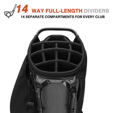 Load image into Gallery viewer, ANNCORD Golf Stand Bag 14 Way Top Dividers Full-Length with Stand, 7 Pockets, Lightweight Golf Bag for Men, Dual Strap, Rain Hood, Portable Golf Club Bag for Men Women, Gray/Black