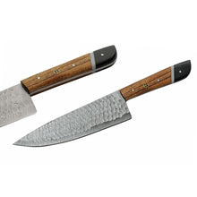 Load image into Gallery viewer, SANZ Damascus Kitchen Knife 6 Pcs - Chef Knife with Saddlewood/Micarta Handle, Full Tang Blade & Sheath - Outdoor Knife for kitchen, Camping & Outdoor uses