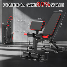Load image into Gallery viewer, Adjustable Weight Bench - Utility workout Benches for Exercise, Free Installation Design for Portable Fitness Strength Training Equipment at Home Gym