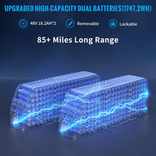 Load image into Gallery viewer, Electric Dirt Bike for Adults 2000W Electric Bike with 1747Wh(48V 18.2AH*2) Removable Batteries 37MPH/85Mile Range (Black1)