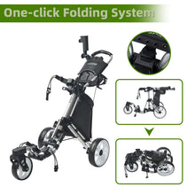 Load image into Gallery viewer, FLAGTAG Golf Push Cart 3 Wheel with 360 Swivel Front Wheel,Lightweight and Foldable Walking Golf Cart,One-Click Foldable,with Foot Brake