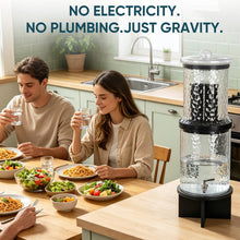 Load image into Gallery viewer, 3 Gallon All Glass Gravity-Fed Water Purifier, Countertop Water Filtration System with Wooden Stand, for Home, Emergency & Outdoor Survival