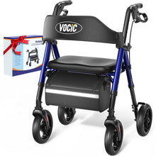 Load image into Gallery viewer, VOCIC Walkers for Seniors, Z21 Rollator Walker with Seat Supports 350lb, 8" Big Wheels for All Terrain, Ergonomic Arc Seat & 6" Ultra Backrest Foldable Walker, Dual Height Adjustment, Lightweight 2026