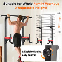 Load image into Gallery viewer, RELIFE REBUILD YOUR LIFE Power Tower Pull Up Bar Station Workout Dip Station for Home -Red