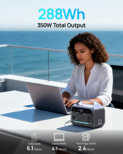 Load image into Gallery viewer, DARAN Portable Power Station, 288Wh LiFePO4 Battery, 350W (600W Peak) Power Bank with AC Outlet, Mini Solar Generator 7-Port Design, 2.1Hrs Fast Charing for Emergency, Hurricane (Solar Optional)