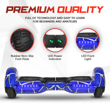 Load image into Gallery viewer, Spider-Pattern Hoverboard for Kids Ages 6-12, with Bluetooth Speaker and LED Lights 6.5" Hover Board, UL2272 Safety Certified (Blue)