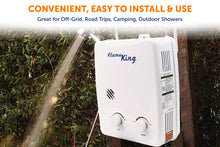 Load image into Gallery viewer, Flame King YSNAZ132 Portable Tankless Water Heater Propane Gas 5L 1.32GPM at 34,000 BTU, Outdoor Instant Hot Water Shower for RV, Camping, Farm, Cabins