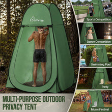 Load image into Gallery viewer, Wolfwise Pop Up Shower Tent for Camping Essentials, Portable Instant Changing Tent with Ventilation Window & Carry Bag, Privacy Dressing Room Bathroom Toilet for Beach & Outdoor, Spacious, Green