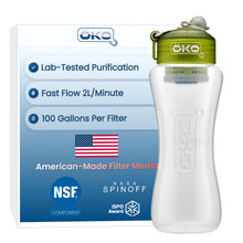 Load image into Gallery viewer, OKO ÖKOH2O Purification Water Bottle with Advanced Filtration, Moss, 33.8oz
