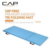 Load image into Gallery viewer, CAP Barbell Folding Exercise Mat – Durable, Anti-Tear, Thick Padding for Fitness, Aerobics, Gymnastics & Home Workouts. 72"L x 24"W x 2"Thick. BLUE