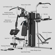 Load image into Gallery viewer, ULTRA FUEGO Multifunctional Home Gym Equipment Workout Station (1186L Black Home Gym Station with Power Tower)
