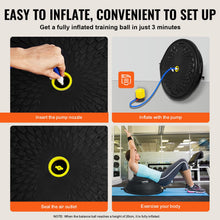 Load image into Gallery viewer, VEVOR 26-inch Half Exercise Ball Trainer, 1500 lbs Capacity Balance Ball, Includes Resistance Bands -Black