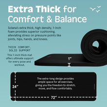 Load image into Gallery viewer, Retrospec Solana Yoga Mat 1" Thick w/Nylon Strap for Men & Women - Non Slip Exercise Mat for Home Yoga, Pilates, Stretching, Floor & Fitness Workouts - Black