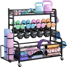 Load image into Gallery viewer, XXL-Dumbbell Rack Weight Rack for Dumbbells, VOPEAK Home Gym with Wheels