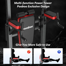 Load image into Gallery viewer, Power Tower Dip Station Pull Up Bar for Fitness Home Gym Workout,Multi-Function Adjustable Height Fitness Strength Training Exercise Equipment,with Power Elastic Ropes
